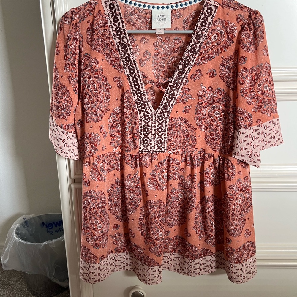 Women's Orange Patterned Top